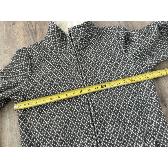 LL Bean Zip Sweater Jacket Womens Small Sherpa Lined Cinch Waist Gray Birds Eye - Picture 8 of 11